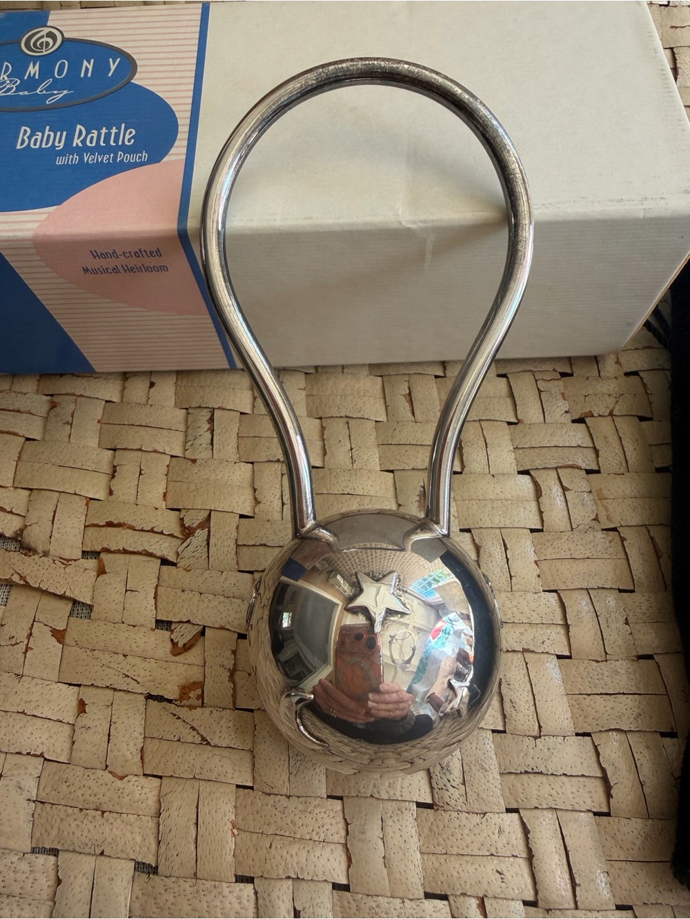 Antique Harmony Baby Sterling Silver Plated Handcrafted Baby Rattle